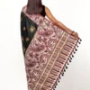 Black Dyed and Nakshi Kantha Embroidered Silk Saree - Image 3